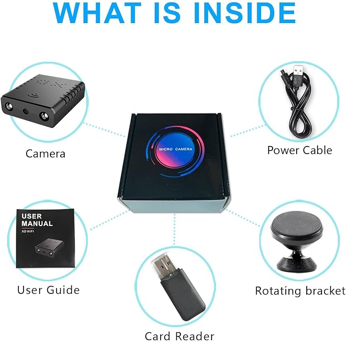 Smallest Wireless WiFi IP Camera,HD1080P Spy Camera with Battery,Portable Video Recording Live Feed,Baby Monitor with Night Vision,Motion Detection,Cloud Storage for Security with iOS Android APP