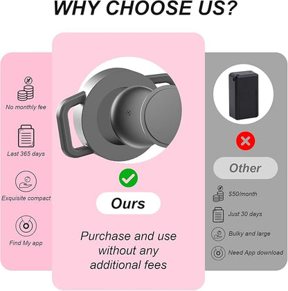 GPS Tracker for Cats, Waterproof GPS Cat Trackers Cats Collar with Bells, No Subscription, GPS Cat Collar, Adapt with Apple Find My (iOS Only) Finder Tag for items Pets Christmas Gift (PINK)