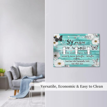 Teal Butterfly Daisy Rustic Wooden Signs Decorative Switch Plates 3 Gang Wall Plate Triple Toggle Light Switch Cover Faceplate Electrical Wall Panels For Farmhouse Cabin Decor