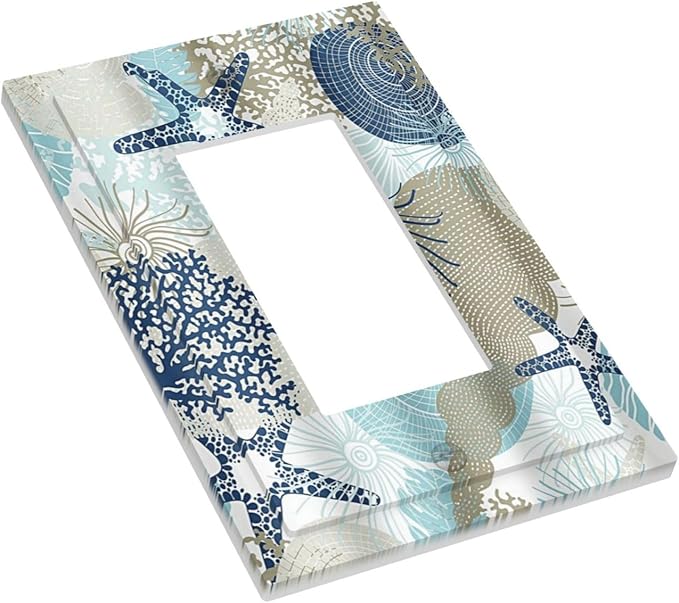 Decorative Outlet Covers Blue Starfish Brown Coral Ocean 1 Gang Rocker Light Switch Cover Plate Single Wall Plates for Electrical Outlets Switch Plate Covers Faceplate for Girlroom Home Decor