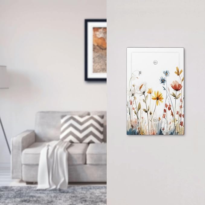 Watercolor Wildflower Colorful Floral Plant Light Switch Cover Plate 1 Gang No Device Blank Electrical Wall Plates Faceplate Decorative Switch Plate for Bed Room Living Room Decor