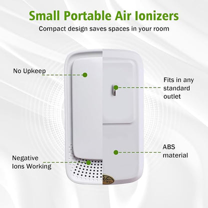 Plug In Air Ionizers for Home 4 Pack,Portable and Quiet Work Negative Ion Air Purifier for Home, Bedroom, Office,Living Room,Pet Room,Small Air Cleaner(4)