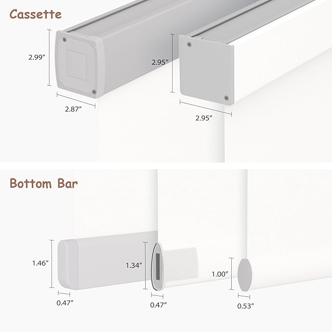 Motorized Roller Blinds with Remote, 100% Blackout Automatic Roller Shades for Bedroom, Bathroom, and Living Room, Customized Size, Snow White