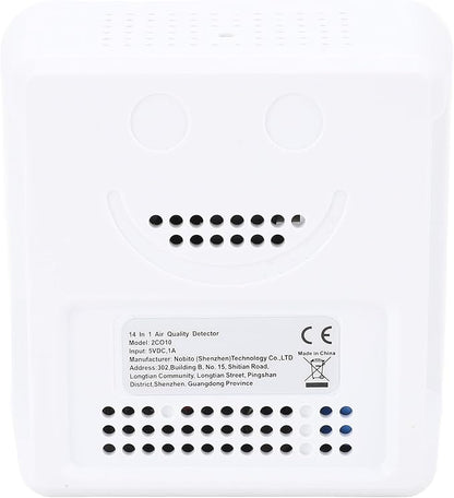 Ejoyous Air Quality Detector Indoor, 14 in 1 Smart Air Quality Monitor CO2 Detector with PM2.5 VOCs Temperature Humidity Sensor, for Home Office Travel Tuya APP Connected