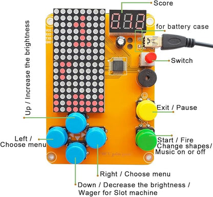 DIY Solder Project Game Kit with 5 Retro Classic Games for Electronic Soldering Practice and Learning, Comfortable Acrylic Case and Handheld Size, Ideal Gift for Family and Friends by VOGURTIME