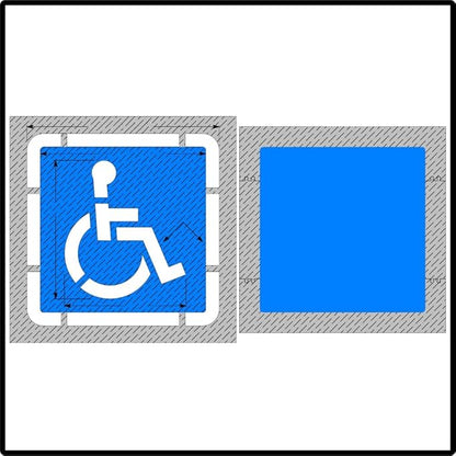 Small Federal Handicap Parking Stencil with Border & Background | Part#: 10001955 | 39" W x 39" H | Flexible and Durable 1/8" PolyTough Lifetime | Made in USA