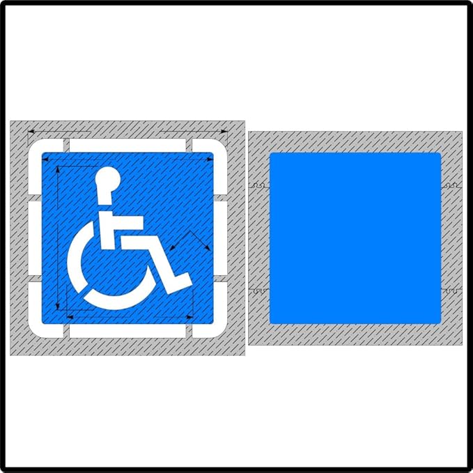 Large Federal Handicap Parking Stencil with Border & Background | Part#: 10001954 | 57" W x 57" H | Flexible and Durable 1/8" PolyTough Lifetime | Made in USA