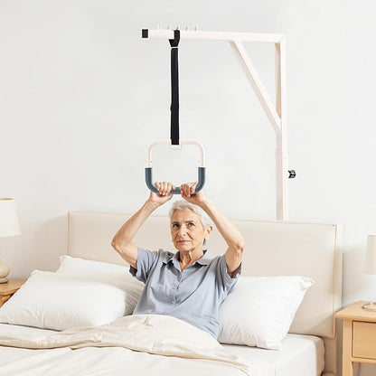 VEVOR Trapeze Bar for Bed Mobility, Height-Adjustable Bed Trapeze with 2 Casters, 350LBS Weight Capacity Heavy Duty Pull Up Trapeze Bar with Floor Stand for Elderly, Disabled, Bedridden Patients