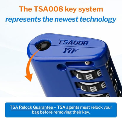Forge TSA Approved Luggage Locks 4 Digit Combination TSA Travel Locks with TSA008, Open Alert Indicator, Zinc Alloy Body for Luggage, Suitcase, Backpack, and More. Blue 4 Locks.