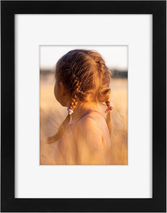 Golden State Art, 9x12 Picture Frame with Mat for 6x8 - High Definition Glass Wall Mounting Horizontal Vertical Display (Black, 1 Pack)