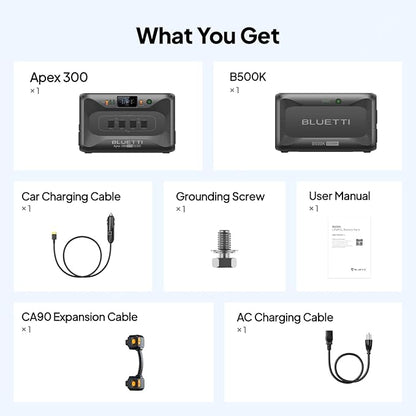 BLUETTI Apex 300 Portable Power Station & B500K Expansion Battery, 7884.8Wh LFP Battery Backup with 6 3840W AC Outlets (7680W Surge), 120V/240V Dual Voltage Output, for Home, RV and Emergencies