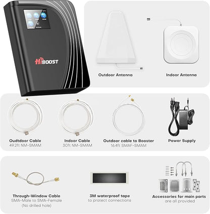 Cell Phone Booster for Home Office, Cover to 8,000 Sq Ft Signal Booster 4G LTE Compatible 5G with LCD Touch Screen 70dB Gain for All U.S. Carriers Verizon, AT&T, T-Mobile, App Support, FCC Approved
