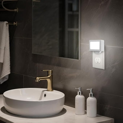 4-Pack LED Night Light Plug in with Adjustable 180° Swivel Head, Dusk to Dawn Auto On/Off, Daylight 5000K 100LM, for Kitchen Counter, Desk, Staircase, Hallway, BathroomNon-Dimmable