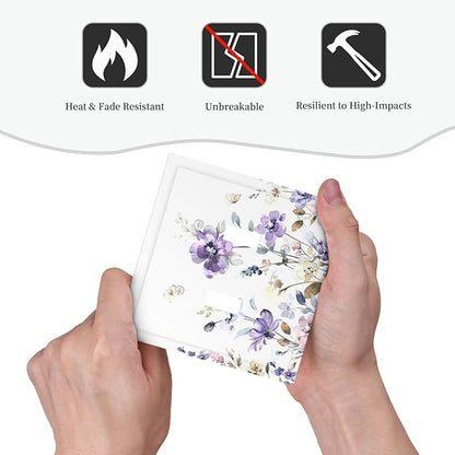 Decorative Switch Plates Purple Floral Lilac Watercolor Flower Leaves Butterfly Wildflower 2 Gang Double Toggle Wall Plate Outlet Light Switch Cover Electrical Faceplate for Bedroom Home Decor