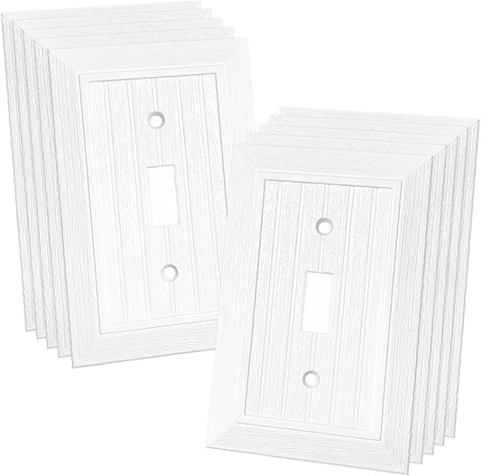 Modern Decorative Wall Plate Retro Wood Grain design Switch Cover Outlet Cover for Light Switch, Smart Switch, Dimmer, GFCI, USB Outlet (10 Pack, Single Toggle)