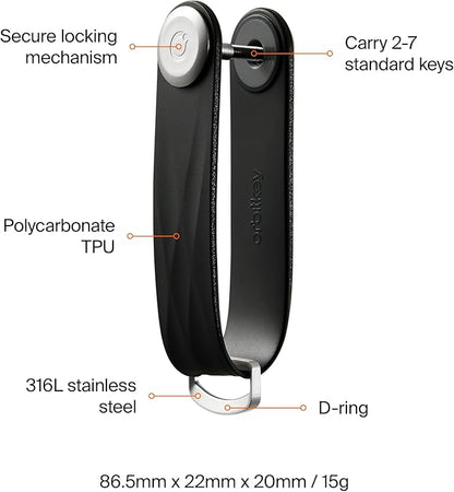 Orbitkey New Active Key Organizer Lite w/updated D-Ring | Weather Resistant, Stainless Steel Locking Mechanism