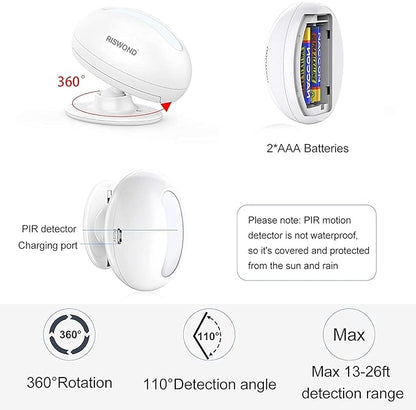 Wireless Motion Sensor Door Chime: Business Entry Doorbell Indoor Motion Detector Buzzer (500Ft Range, 32 Tunes, 5 Level Volume) Store Entrance Alert Bell Bed Alarm for Elderly Dementia Patients