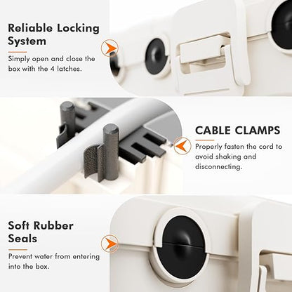 RESTMO 5-Piece Outdoor Waterproof Electrical Box Set – 12.5" x 8.5" x 5" Large & 7.1" x 2.3" x 2.3" Small, Weatherproof Boxes for Power Strip, Outlet, Plug, Socket, Timer, Holiday Light, White