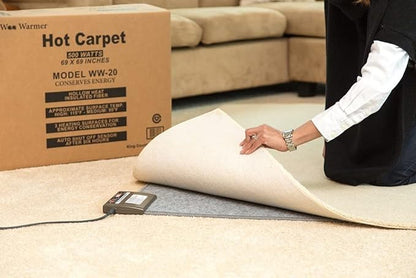 Hot Carpet Woo Warmer Under Rug Radiant Floor Heater Electric Mat Electric Carpet Electric Heated Area Rug Great for Yoga (500 watt 70" x 70 inches) Made in Seattle Since 2012 A Unique Holiday Gift