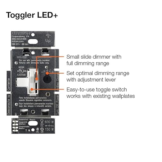 Lutron Ariadni/Toggler LED+ Dimmer Light Switch for Dimmable LED, Halogen and Incandescent Dimmer Switch, 150W, Single-Pole/3-Way, AYCL-153P-BR, Brown