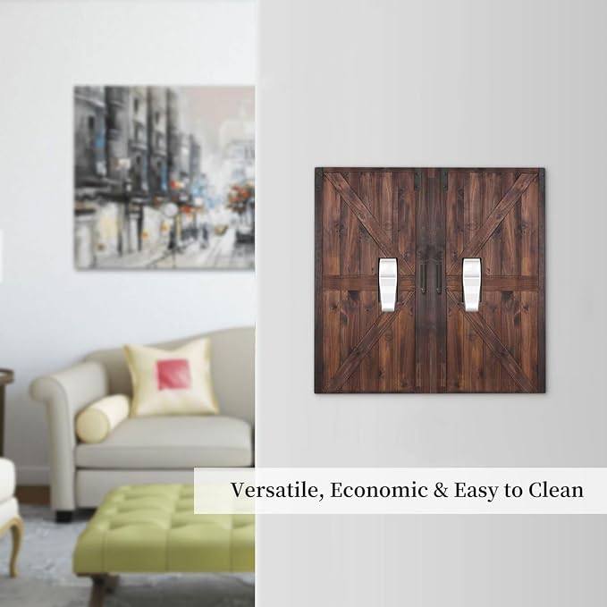 Decorative Light Switch Cover Plate Vintage Brown Farmhouse Barn Door 2 Gang Outlet Covers Double Toggle Wall Plates for Electrical Outlets Switch Plate Covers Faceplate for Bedroom Home Decor