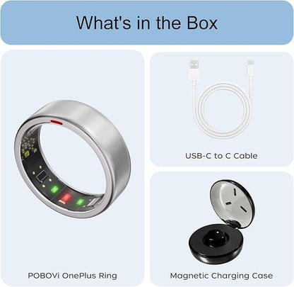 Ring OnePlus - Ultra-Thin Titanium Smart Ring - 7 Days Battery Life - Fitness/SPO₂/Stress/HR/Sleep Skin Temperature Tracker - No App Fee - iOS&Android Compatible (Silver,Size 12)