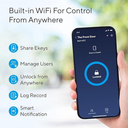 ULTRALOQ 2025 Upgrade Bolt NFC Smart Door Lock, Built-in WiFi Deadbolt 6-in-1 Keypad Keyless Entry Door Lock & Door Sensor,Auto Unlock,IP65 Waterproof,Easy Installation,BHMA Grade AAA