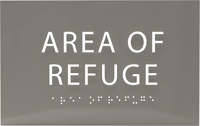 6" X4" Area of Refuge Sign - ADA Compliant Tactile Graphics Grade 2 Braille Text | Wall Mount Plastic Signs for Shopping Malls, Offices, Hotels, Schools, Apartments & Restaurants