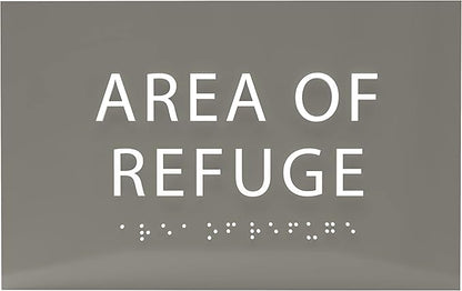 6" X4" Area of Refuge Sign - ADA Compliant Tactile Graphics Grade 2 Braille Text | Wall Mount Plastic Signs for Shopping Malls, Offices, Hotels, Schools, Apartments & Restaurants