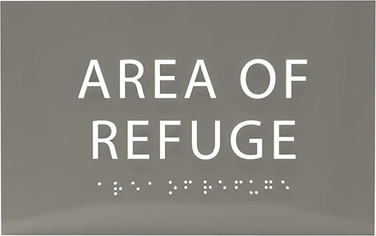 6" X4" Area of Refuge Sign - ADA Compliant Tactile Graphics Grade 2 Braille Text | Wall Mount Plastic Signs for Shopping Malls, Offices, Hotels, Schools, Apartments & Restaurants