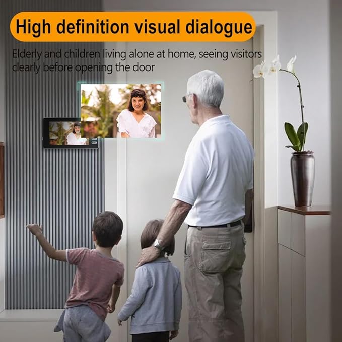 Door Bell Camera Wireless No Subscription with Monitor for Apartment, Timbre con Camara 1080P No App/WiFi Needed, Video Intercom 2-Way Talk,Waterproof Door Bell with Recording & Night Vision