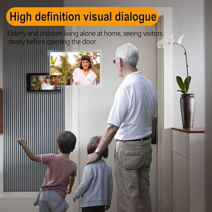 Door Bell Camera Wireless No Subscription with Monitor for Apartment, Timbre con Camara 1080P No App/WiFi Needed, Video Intercom 2-Way Talk,Waterproof Door Bell with Recording & Night Vision