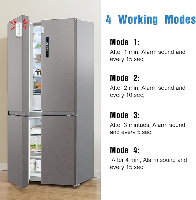 DAYTECH Refrigerator Door Alarm Freezer Door Left Open Alarm with Delay 1/2/3/4 mins Window Door Ajar Alarm Fridge Alarm 0 to 120 dB for Freezer Home Store Business Office 3 Sets White