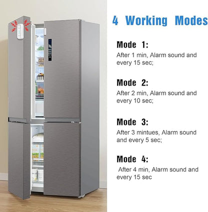 DAYTECH Refrigerator Door Alarm Freezer Door Left Open Alarm with Delay 1/2/3/4 mins Window Door Ajar Alarm Fridge Alarm 0 to 120 dB for Freezer Home Store Business Office 3 Sets White