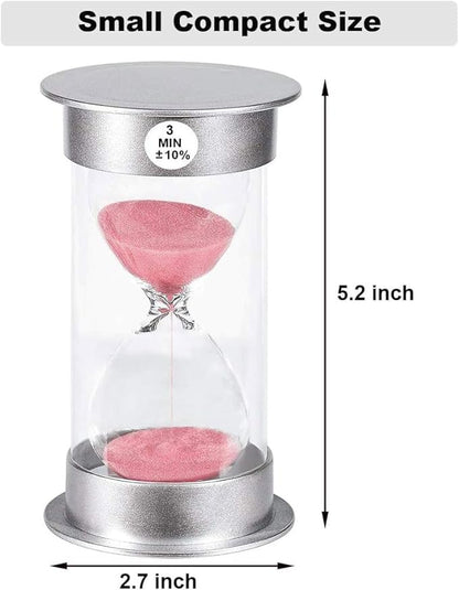 SuLiao 3 Minute Hourglass Timer Sand Clock: Unbreakable Pink Sand Watch 3 Min, Colorful Plastic Hour Glass Sandglass for Games, Classroom, Kitchen, Decoration