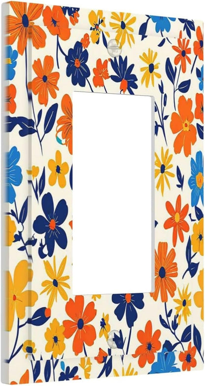 Nature Flowers Botany Plant Art Floral Decorative Outlet Covers 1 Gang Single Rocker Light Switch Cover Plate Wall Plates GFCI Faceplate for Bedroom Bathroom Decor