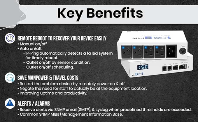 Smart PDU - IP Remote Reboot Power, 4 Switched NEMA 5-15R Outlets