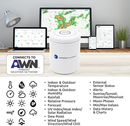 Ambient Weather WS-5000-IP3 Ultrasonic Professional Smart Weather Station with Remote Monitoring and Alerts