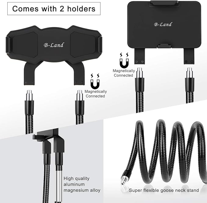 B-Land Cell Phone Holder, Tablet Holder iPad Stand Universal Phone Stand, Lazy Bracket, DIY Flexible Gooseneck Mounts with Multiple Function