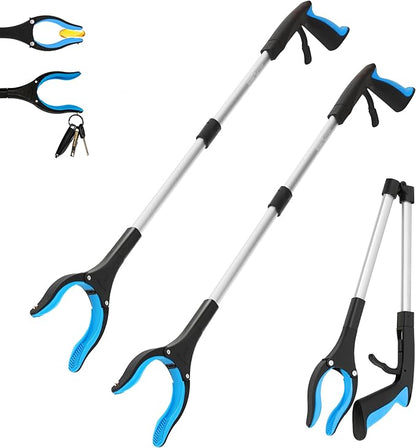 Grabber Reacher Tool -2 Pack 32” Reacher Grabber Tool with Strong Magnetic and Swivel Head - Pick Up Stick Grabbers for Seniors, Trash, Surgery Recovery Must Haves Gifts (Blue)