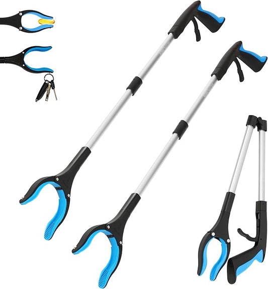 Grabber Reacher Tool -2 Pack 32” Reacher Grabber Tool with Strong Magnetic and Swivel Head - Pick Up Stick Grabbers for Seniors, Trash, Surgery Recovery Must Haves Gifts (Blue)
