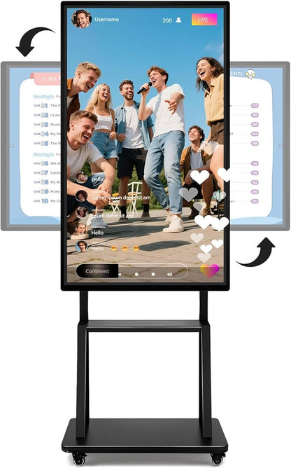 Smart Board 55 Inch, 8+64GB Interactive Whiteboard Google EDLA Certified Rotating Touch Screen, Screen Mirroring for Live Streaming, Classroom, Home and Business (Wall Mount Included)