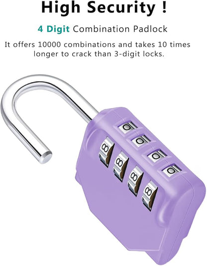 ZHEGE Combination Lock, 4 Digit Combination Padlock Outdoor, School Lock, Gym Lock (Purple)