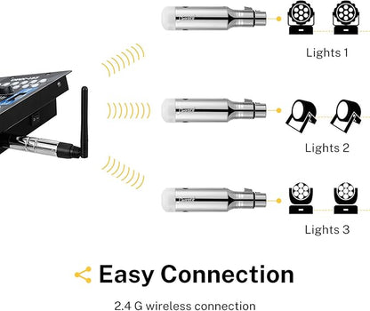 Donner DMX512 Wireless DMX Controller Wireless DMX Dfi 2.4G 7 Receivers with Built-in Battery & Light Dome & 1 Transmitter for LED Stage Disco Party Bar Lighting, Stage Lighting Control 8PCS