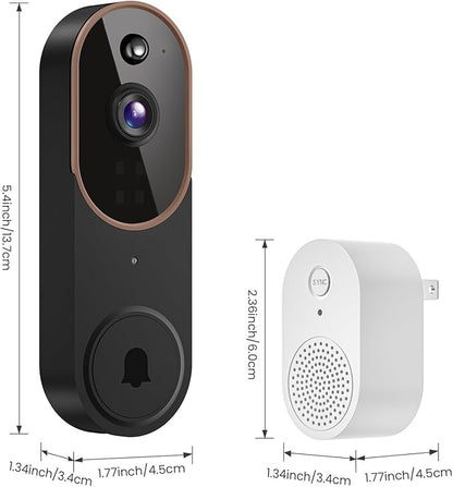1080P Wireless Video Doorbell Camera, AI Human Detection, Cloud Storage, Two-Way Audio, 2.4GHz Wi-Fi Support, Real-Time Alerts, Easy Installation, Night Vision (Brown)