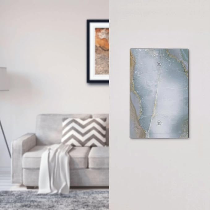 Light Switch Cover Plate Colored Art Marble Golden Line 1 Gang No Device Blank Electrical Wall Plates Faceplate Decorative Switch Plate For Bathroom Kitchen Decor