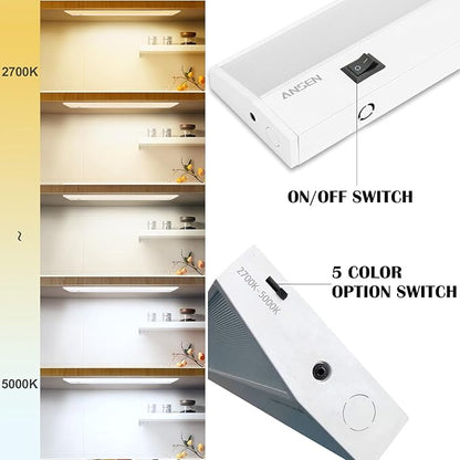 Ansen 24inch 18w 1237lm Hardwired Under Cabinet Lights, 5CCT 2700K-5000K, CRI 92+, R9 90+, UGR Lower Than 16, LED Dimmable Under Counter Lighting for Kitchen