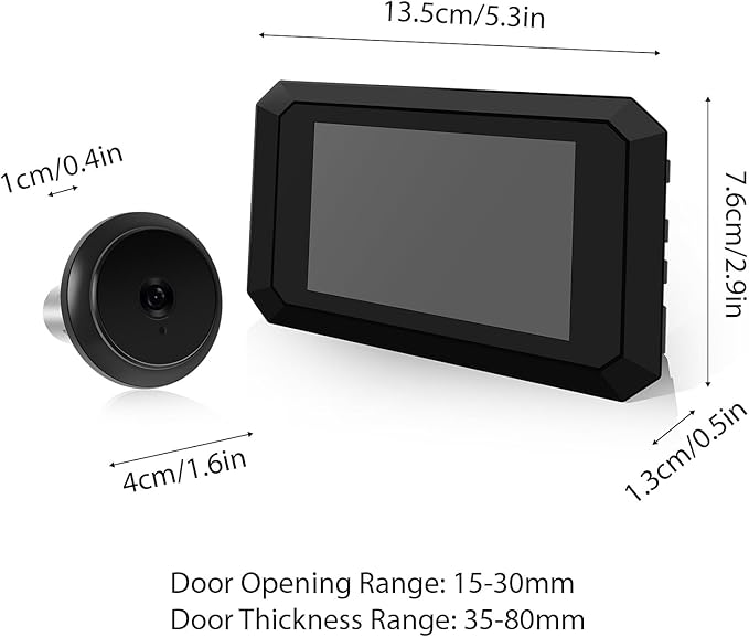 Digital Peephole Door Viewer-3.97inch LCD Monitor with 1080P 2MP Camera Kit, 120° Wide Viewing Angle, Color Night Vision, Built-in 1400mAh Battery, Type-C Rechargeable for Home Apartment