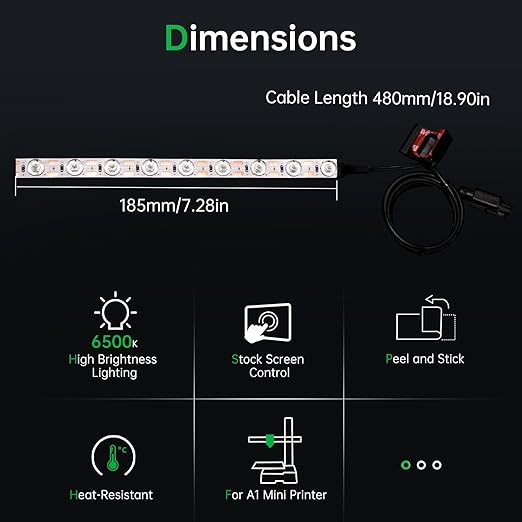 BIQU Panda Lux Compatible with Bambu-Lab A1 Mini LED Light Strip Easy Installation High Brightness Light Bar