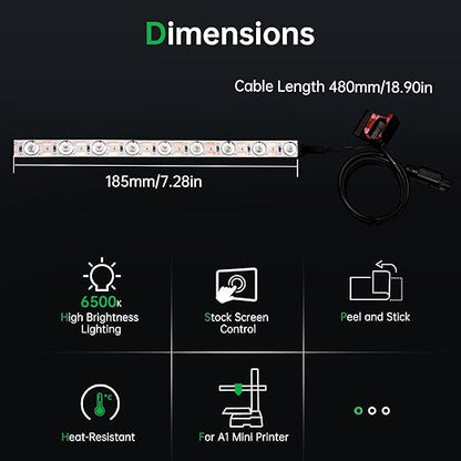 BIQU Panda Lux Compatible with Bambu-Lab A1 Mini LED Light Strip Easy Installation High Brightness Light Bar